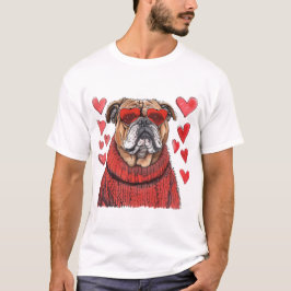 Camiseta Bulldog inglés día de San Valentín