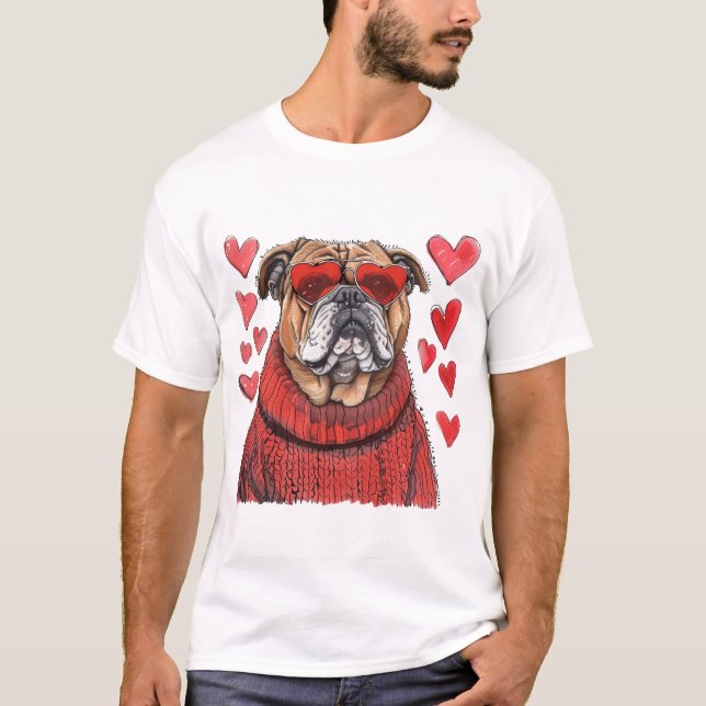 Camiseta Bulldog inglés día de San Valentín (Anverso)