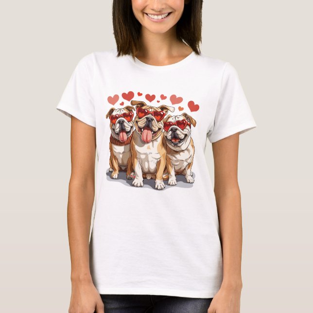 Camiseta Bulldog inglés día de San Valentín (Anverso)