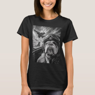 Camiseta Bulldog inglés divertido selfie avión de combate l
