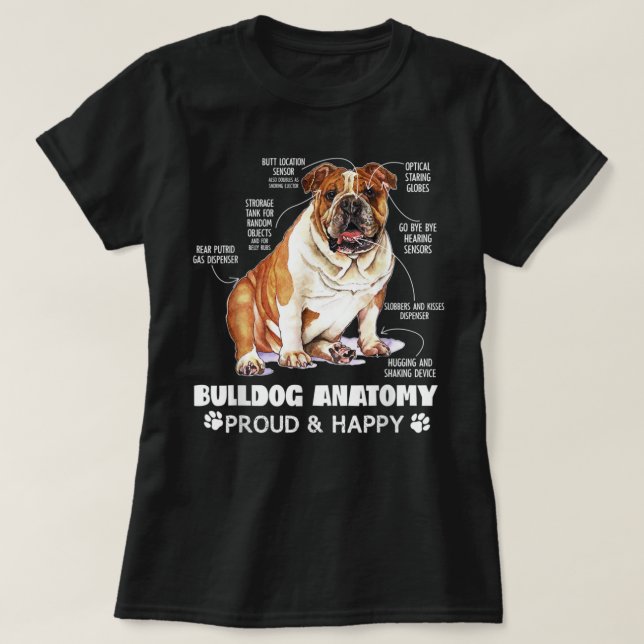 Camiseta Bulldog inglés dulce anatomía perro amante diverti (Diseño del anverso)