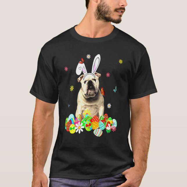Camiseta Bulldog inglés Feliz Día de Pascua Perro Papá Perr (Anverso)