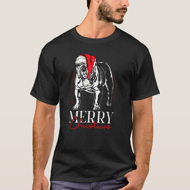 Camiseta Bulldog inglés Feliz Navidad Perro Mamá Perro (Anverso)