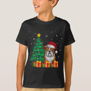 Camiseta Bulldog inglés feo Santa Hat Navidades