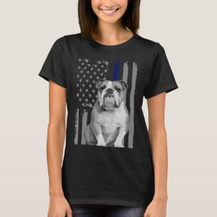 Camiseta BULLDOG INGLÉS - FLAG American Thin Blue Line USA