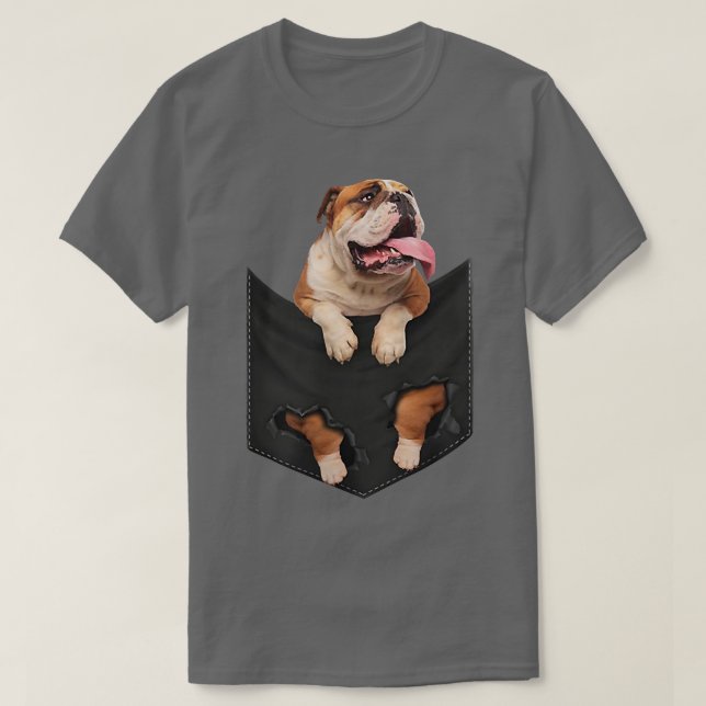 Camiseta Bulldog inglés gracioso en tu bolsillo para perros (Diseño del anverso)