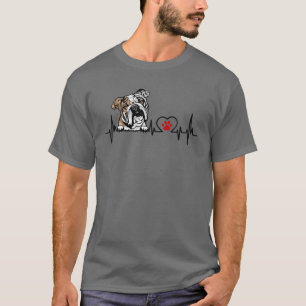 Camiseta Bulldog inglés gracioso Heartbeat Dog Lover