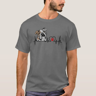 Camiseta Bulldog inglés gracioso Heartbeat Dog Lover
