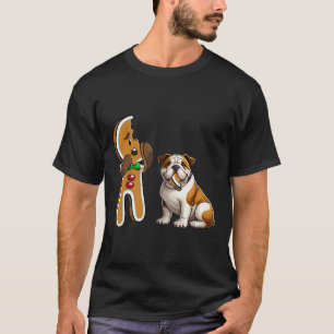 Camiseta Bulldog inglés gracioso perro mordiendo pan de jen