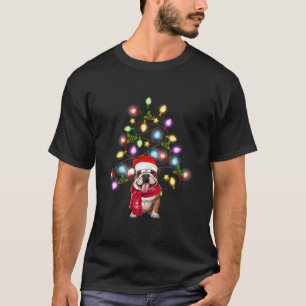 Camiseta Bulldog inglés lindo perro Santa Navidad Deco árbo
