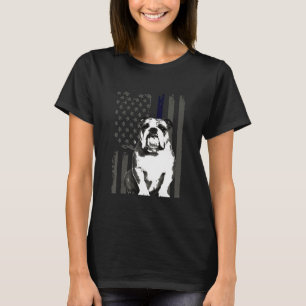 Camiseta Bulldog Inglés Línea Azul delgada Bandera De Los