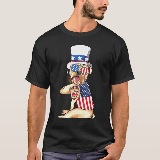 Camiseta Bulldog Inglés Merica 4 De Julio Sungla Estadounid (Anverso)