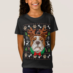 Camiseta Bulldog inglés Navidades feos renos Antlers Xm