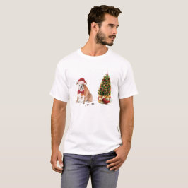 Camiseta Bulldog inglés Navidades graciosos perro con árbol