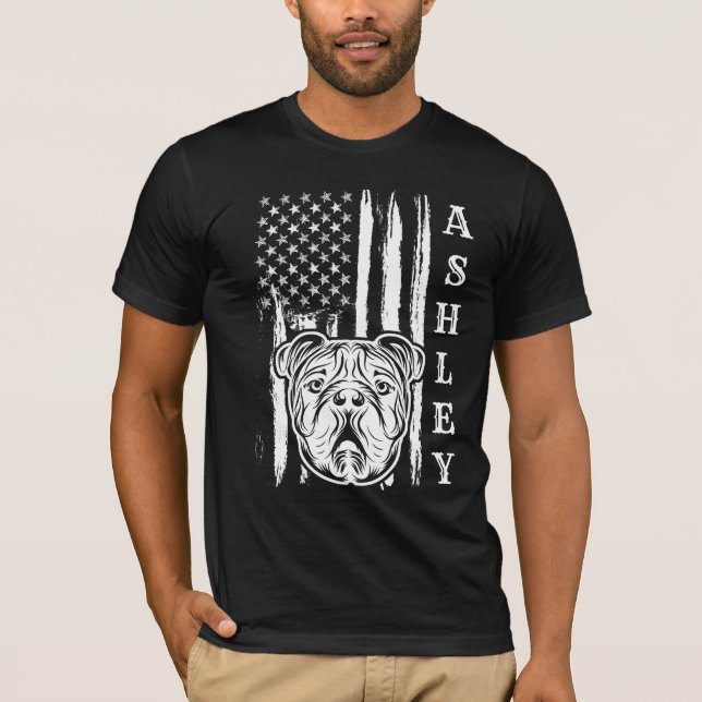 Camiseta BULLDOG inglés Patriot USA Perro Mascota de EE. UU (Anverso)