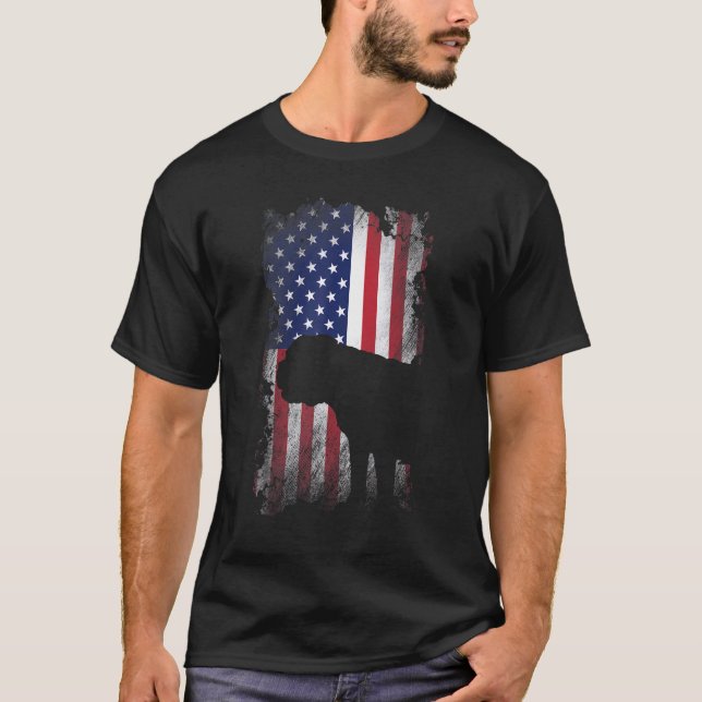 Camiseta Bulldog inglés patriótico Bandera estadounidense p (Anverso)