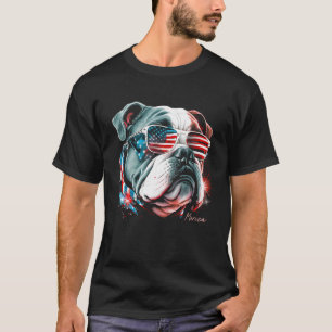 Camiseta Bulldog Inglés Perro 4 de Julio Bandera Americana