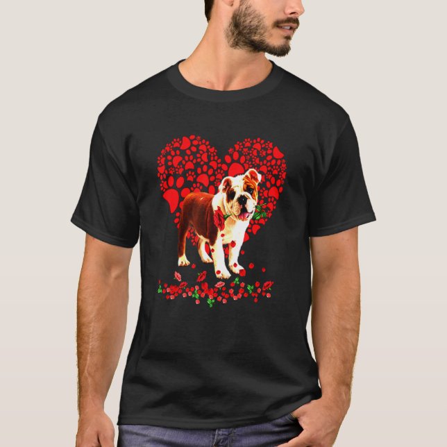 Camiseta Bulldog inglés Perro corazón papá perro mamá perro (Anverso)