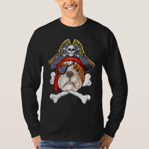 Camiseta Bulldog inglés Pirate Jolly Roger Flag Skull Cros