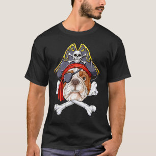 Camiseta Bulldog inglés Pirate Jolly Roger Flag Skull Cros