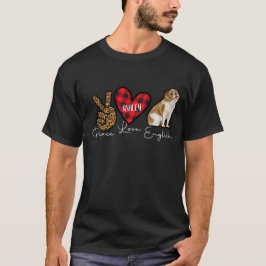 Camiseta Bulldog inglés puso la paz amor lindo perro