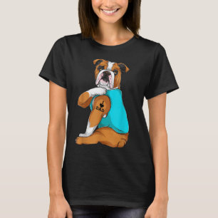 Camiseta Bulldog inglés que amo a papá vestido de tatuaje, 