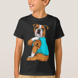 Camiseta Bulldog inglés que amo a papá vestido de tatuaje,
