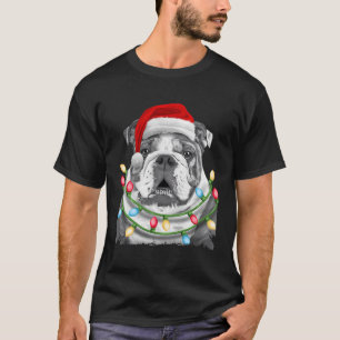 Camiseta Bulldog inglés Santa Christmas Tree Enfoca la Navi