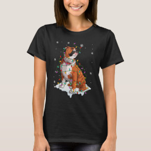 Camiseta Bulldog inglés Santa Christmas Tree Lights Xmas B