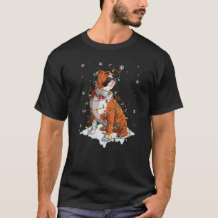 Camiseta Bulldog inglés Santa Christmas Tree Lights Xmas B