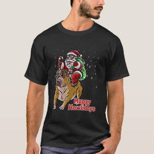 Camiseta Bulldog inglés Santa Claus Gorra Feliz Navidad Do