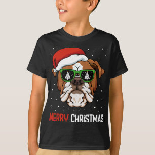Camiseta Bulldog inglés Santa Hat Navidades Pajama Perro X-