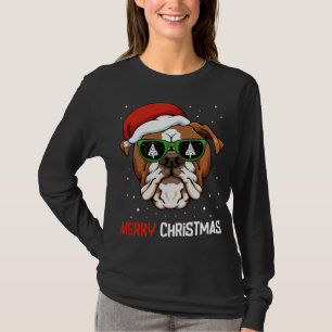 Camiseta Bulldog inglés Santa Hat Navidades Pajama Perro X-