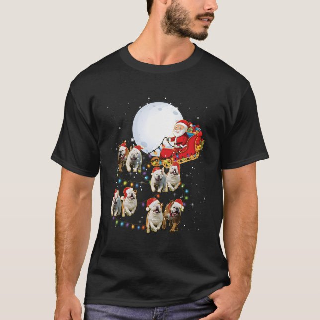 Camiseta Bulldog inglés Santa Sleigh Gracioso Perro amante  (Anverso)