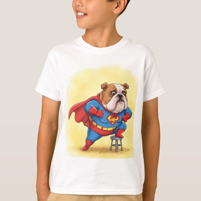 Camiseta Bulldog inglés - Superheroína, por Natasha Us (Anverso)