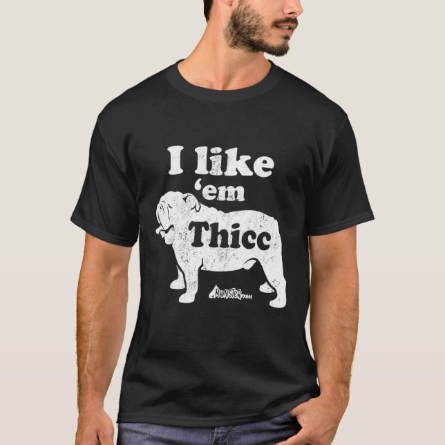 Camiseta Bulldog Inglés Superior, Cuto Me Gusta Em Thicc, C (Anverso)