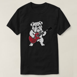Camiseta Bulldog Inglés tocando guitarra eléctrica 