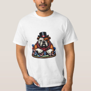 Camiseta bulldog jugando al póquer juegos de casino arte