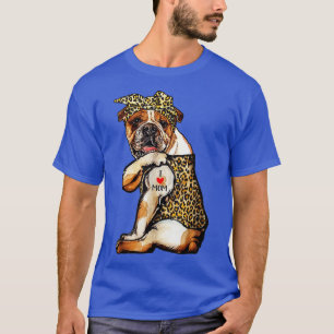 Camiseta Bulldog Leopard Bandana Tattoo I Love Mom