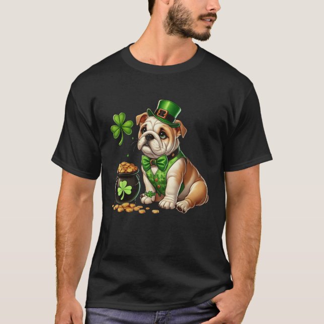Camiseta Bulldog Leprechaun St Patricks Day Shamrock Kids C (Anverso)