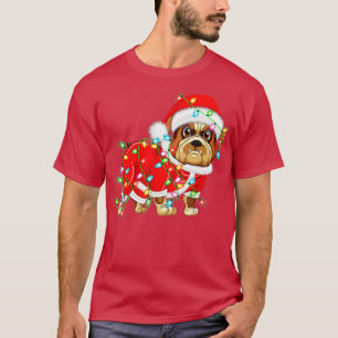 Camiseta Bulldog Lover Xmas Lighting Bulldog Santa Christma