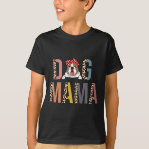 Camiseta Bulldog Mama Leopard Print Dog Mom
