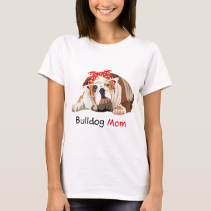 Camiseta Bulldog Mamá Perro Bandana Pet Lover Regalo Mujer 