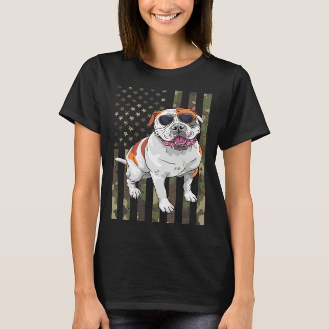 Camiseta Bulldog Men Women American Bulldog Dad Mom Camo US (Anverso)