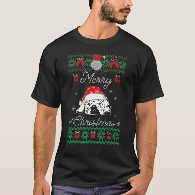 Camiseta Bulldog Navidades feos sudan Bulldog inglés (Anverso)
