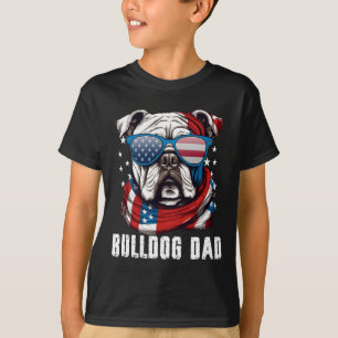 Camiseta Bulldog Papá Bandera Estadounidense 4 De Julio Pad