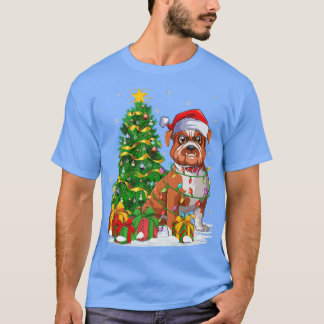 Camiseta Bulldog Perro amante Navidad Árbol Santa Funny Bul