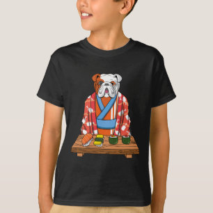 Camiseta Bulldog Perro Kimono Kawaii Amante Comida Japonesa