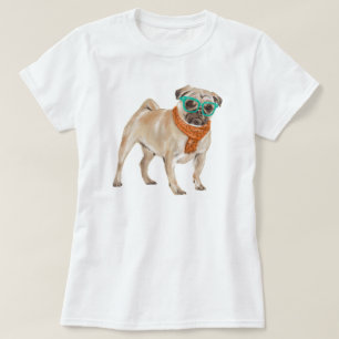 Camiseta Bulldog Pug pintado a mano
