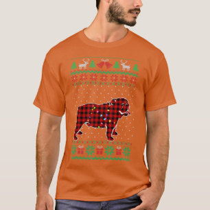 Camiseta Bulldog Red Plaid Buffalo Feo Navidades Swe